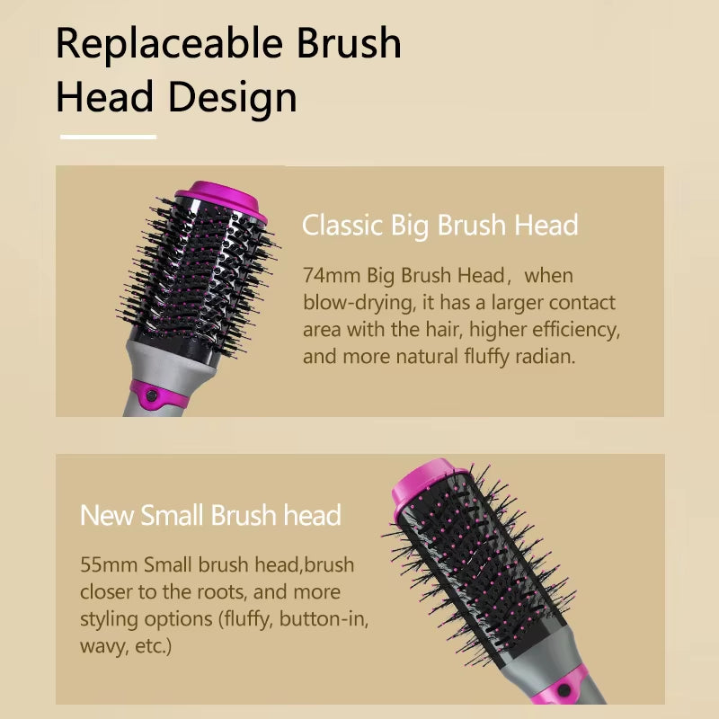 One Step Hair Dryer Brush Hot Air Paddle Styling Brush Negative Iron Generator Curling Combair Straight Hair Comb