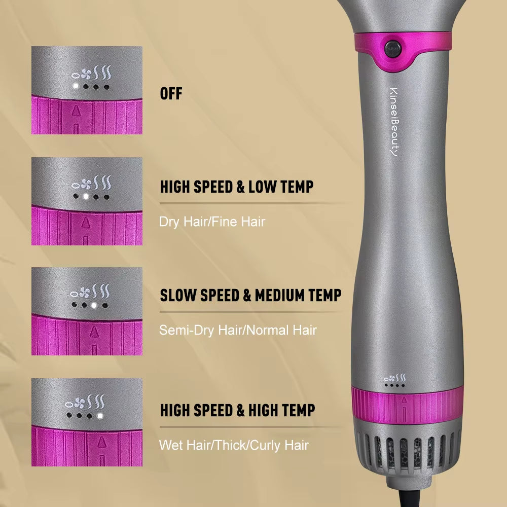 One Step Hair Dryer Brush Hot Air Paddle Styling Brush Negative Iron Generator Curling Combair Straight Hair Comb